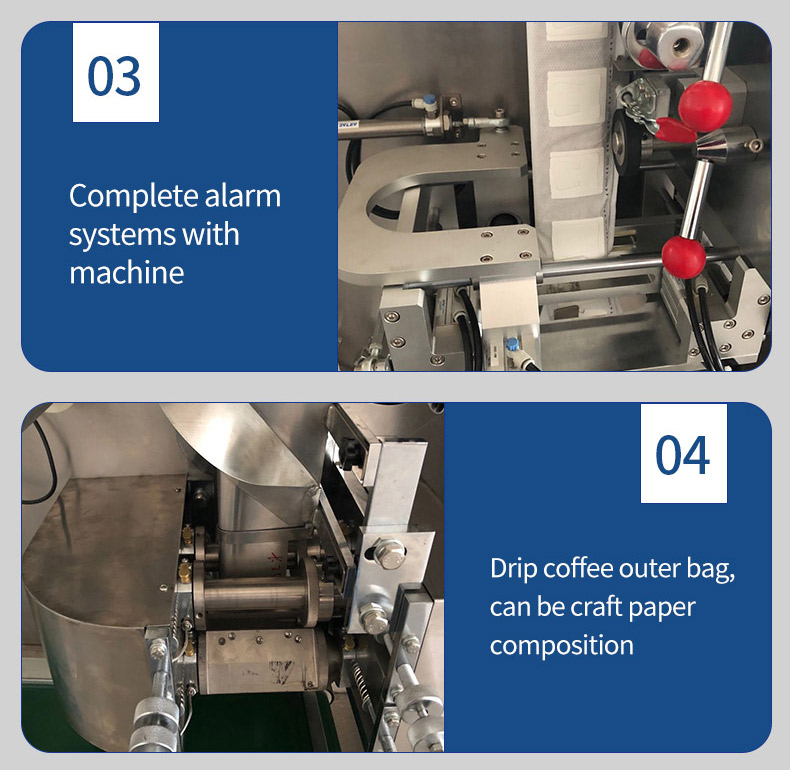 Máquina de embalagem de saco de café por gotejamento com envelope externo